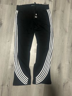 Urban Beast Black Flare Leggings with White Stripes