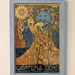 Grateful Dead "China Cat Sunflower" poster by artist Todd Slater (with Light Blue Frame)