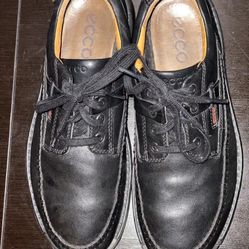 ECCO Black Leather Oxford Casual Shoes Walking Comfort US Size 9 1/2 EU 43 EUC
