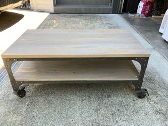 Wood coffee table with wheels