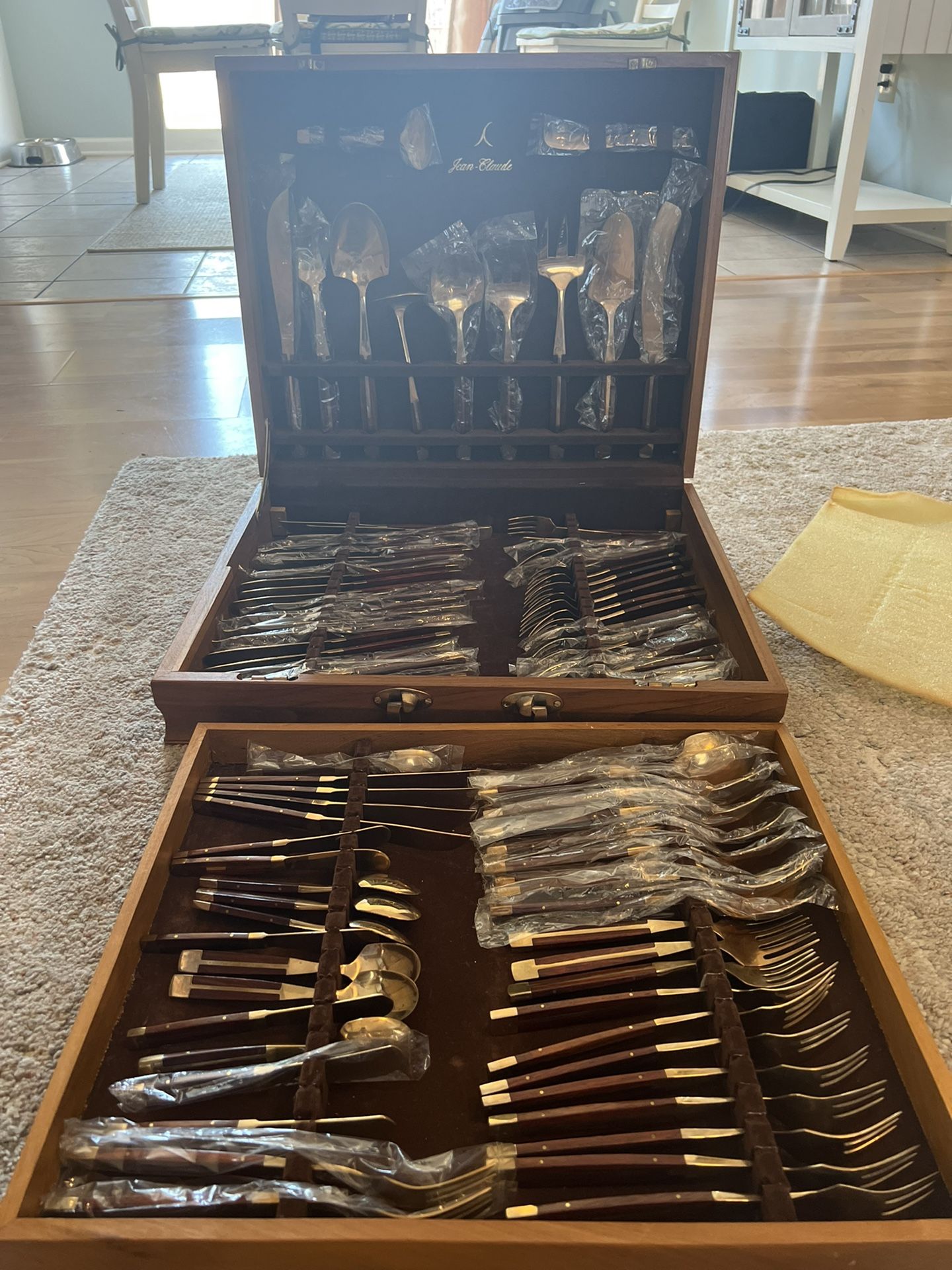 Jean Claude Rosewood and Bronze Flatware Set
