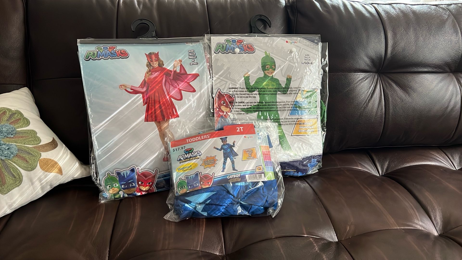 PJ Masks hero’s! Adult M Owlet. Gecko 4-6. Catboy 2+