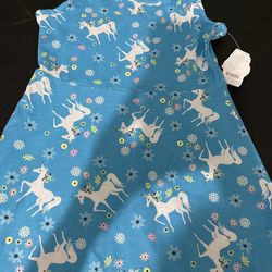 Blue Unicorn Flower Dress Girls Size 7-8