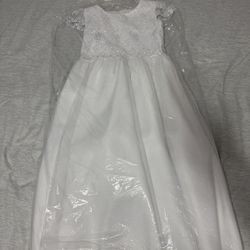 Elegant White Lace Kids Dress - First Communion