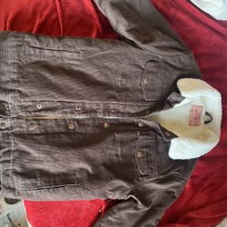 Vintage Style Work Jacket Brown Sherpa Men’s Jacket 