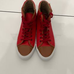 Men High Top Sneakers Leather Fashion Shoes