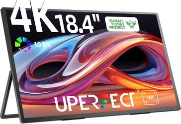 UPERFECT Portable Monitor 4K 18.4 Inch 10 Bit W/VESA & 180° Adjustable Stand, Ultra-Slim & Lightweight UHD FreeSync IPS HDR Gaming Display, USB C Trav