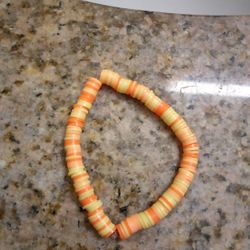 Orange And Yellow Clay Bead Bracelet