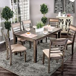 7 PC. Dining Table Set  Gray Finish