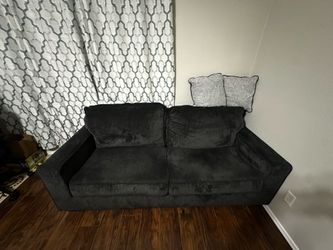 Modern Black Plush Loveseat Sofa