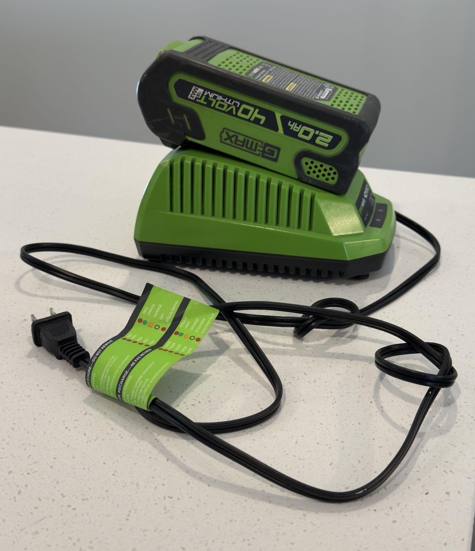 Greenworks G-Max 40v Rechargeable Battery & Battery Charger 
