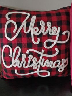 Merry Christmas Buffalo Plaid Throw Pillow
