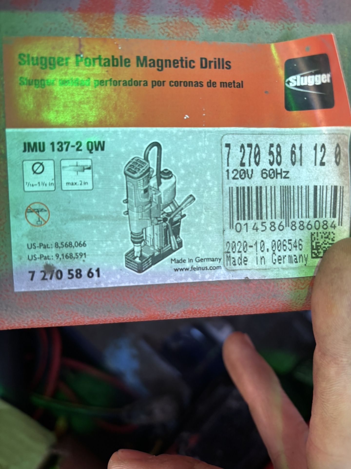 Slugger Portable Magnetic Drill Press Model - JMU 137-2 QW