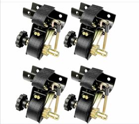 Ladder Rack Ratchet Straps With J-Hook (4PCS), 2" Black Round Tube Mount, 1.5" Wide X 7.5' Long Black Retractable Ratchet Tie Down Strap Roof Rack, 50