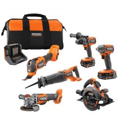 RIDGID
18V Brushless Cordless 6-Tool Combo Kit with 6.0 Ah and 2.0 Ah MAX Output Batteries and Charger
