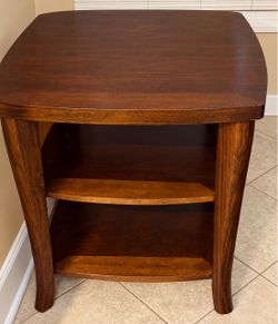 Wood End Table with Two Shelves