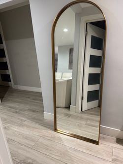 Large Arched Gold Floor Mirror – Modern Full Length Mirror