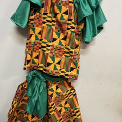 African Authentic Kente Skirt Set 
