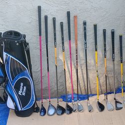 Variety Of Left Handed Junior Golf Clubs & Bag