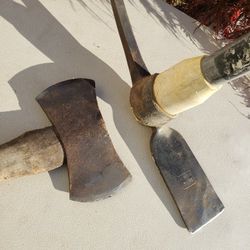 True Temper Pick Axe and Vintage Double Bit Axe