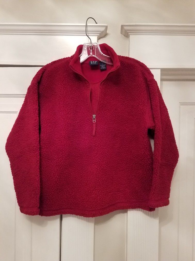 Vintage GAP Kits Red Sherpa Fleece 1/4 Zip Pullover, Unisex L