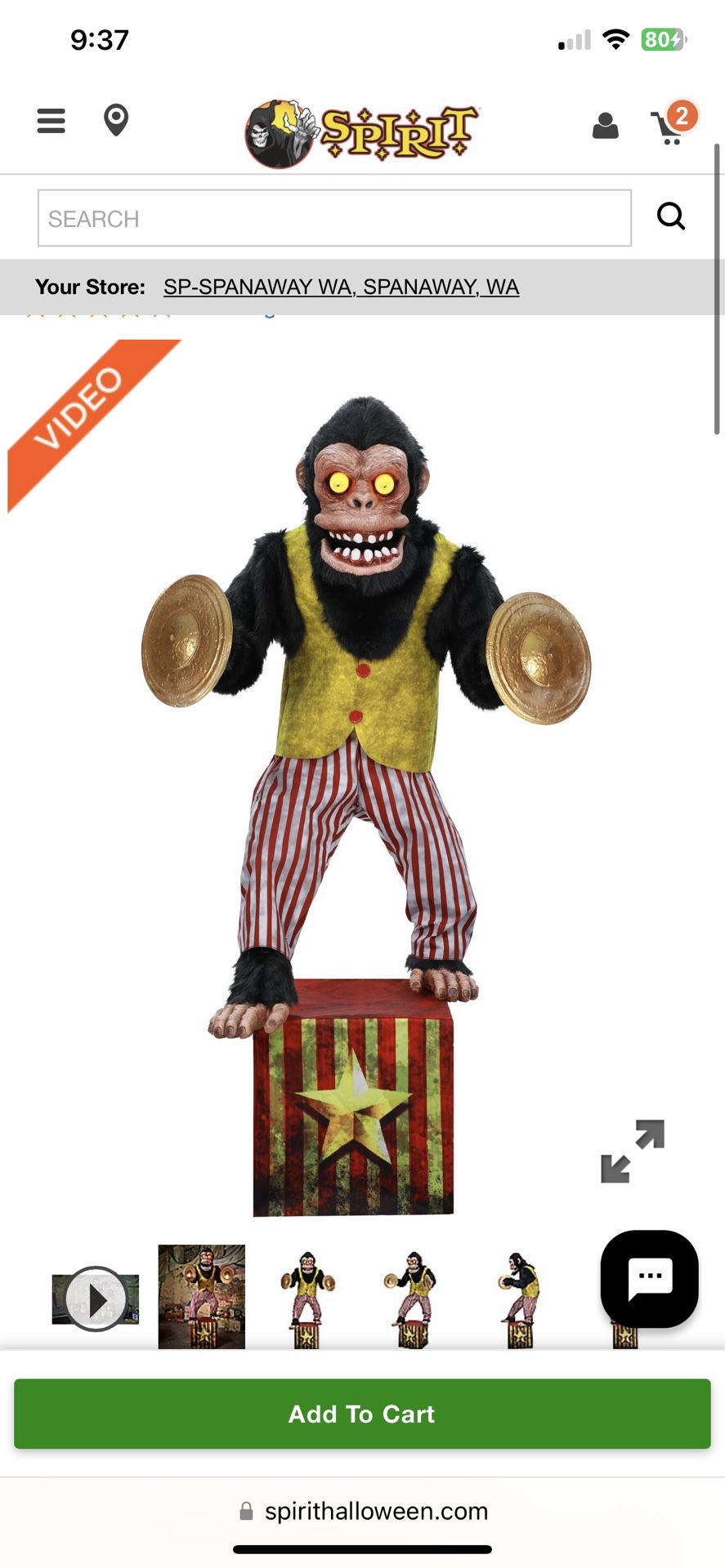 Spirit Halloween Monty Animatronic -NEED NUTCRACKER