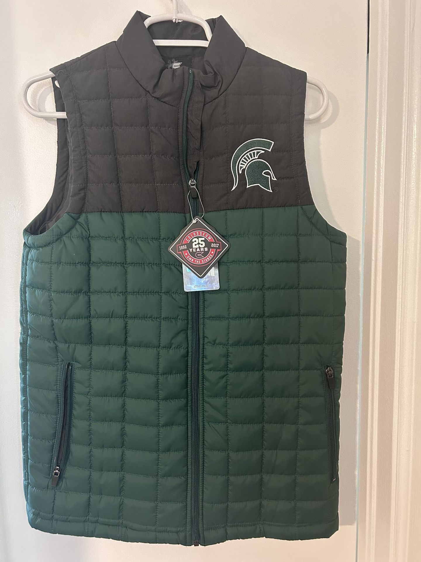 New With Tags Michigan State Spartans Puffer Vest Men’s Small Green NWT