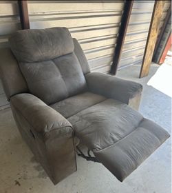 Oversized Gray Faux Leather Recliner