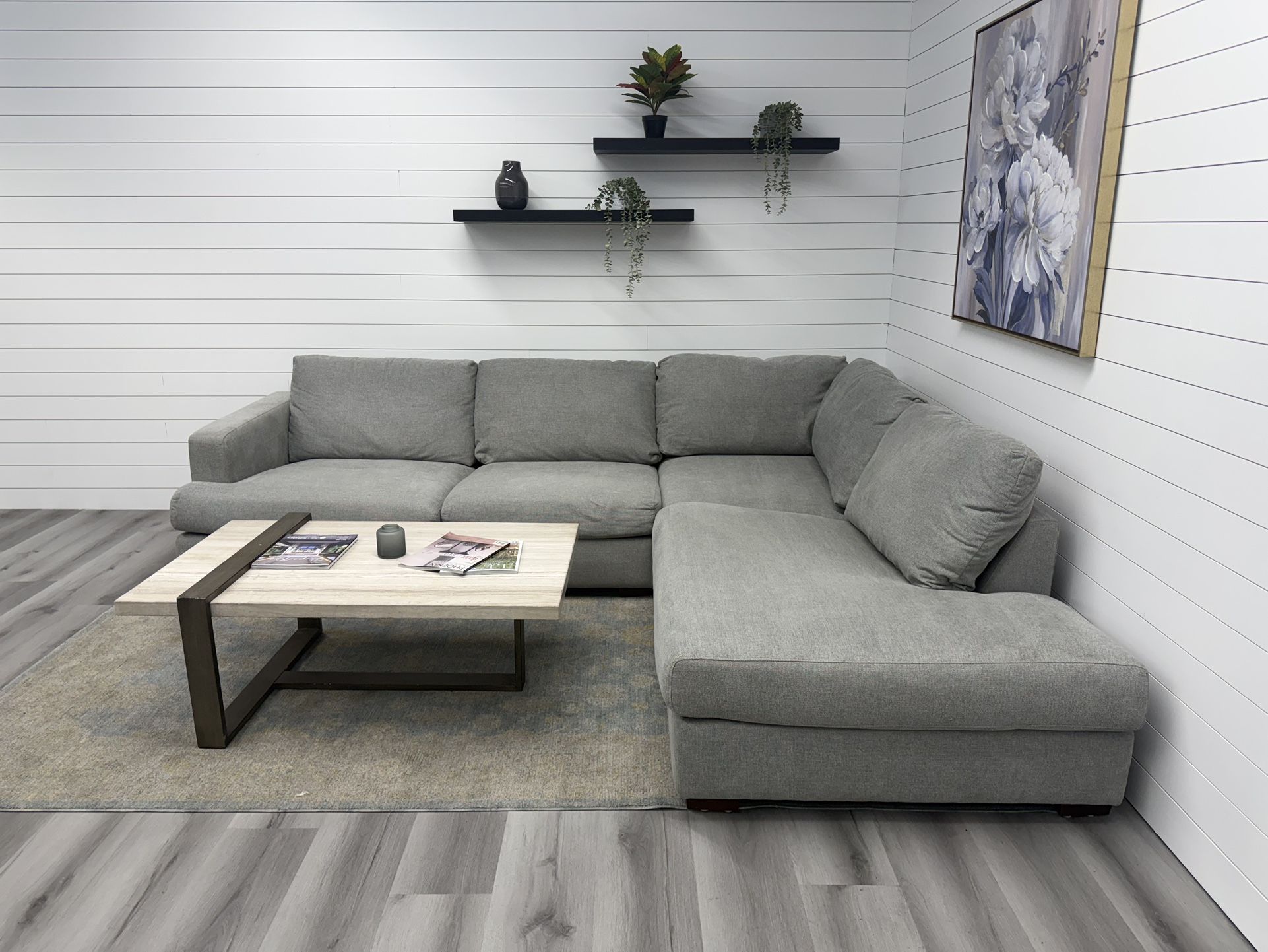 Grey bumper Chaise sectional Couch