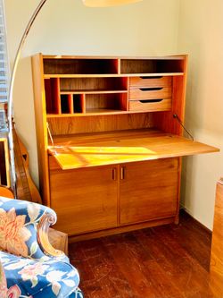 Vintage Mid Century Modern Danish Teak Secretary Desk