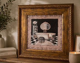 Vintage C. Winterle Olson Powder Room Wall Art