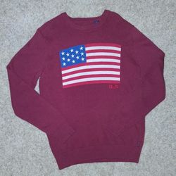 Chaps Ralph Lauren American Flag Sweatshirt Size Medium Maroon