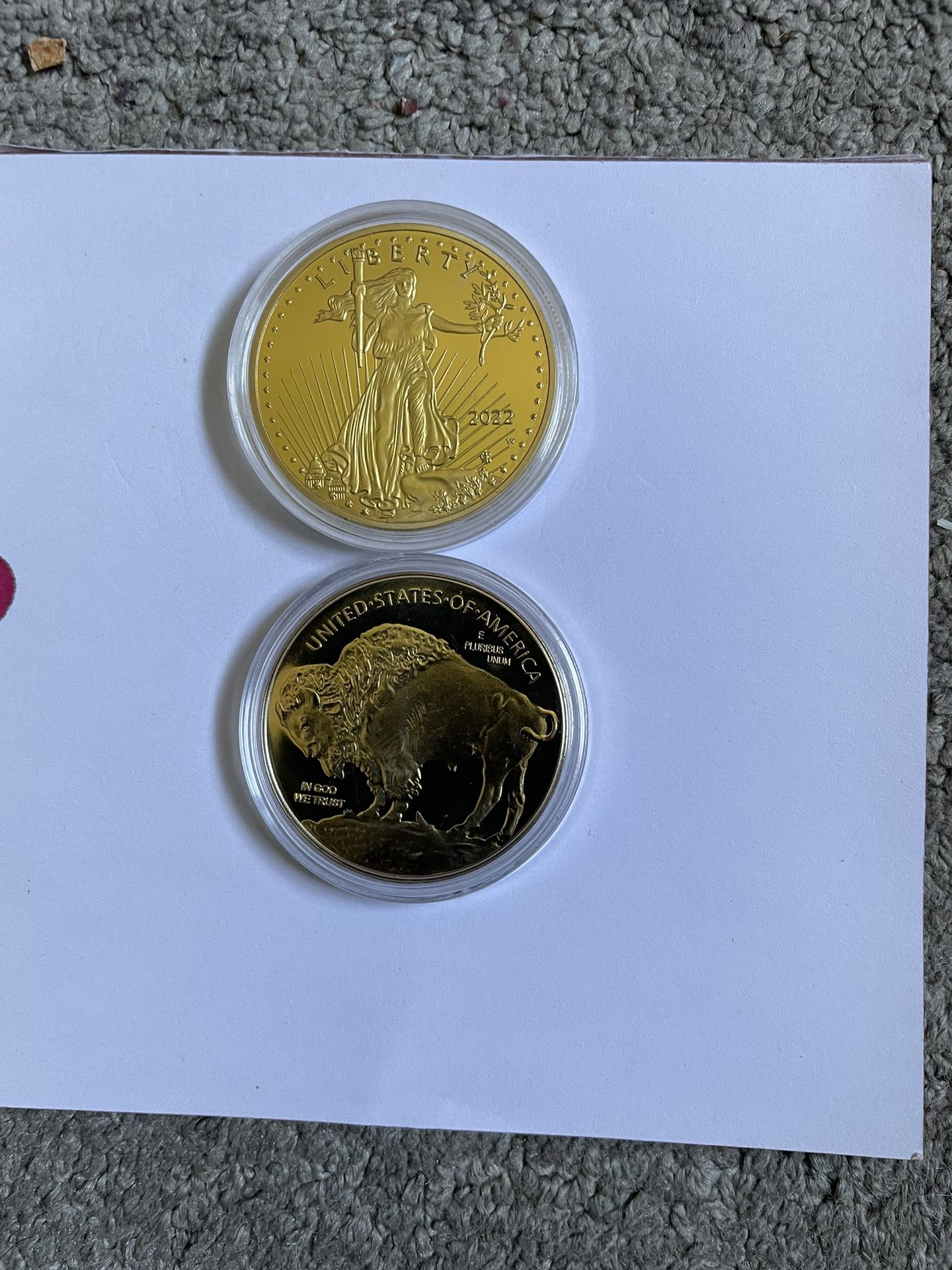 Gold american eagle copy and Buffalo coin copy
