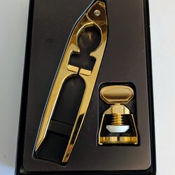 Barware and Bottle Sealer Set Gold Tone Home Decor