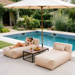 2set Lounge Chair Outdoor Bed Lounger Outdoor Couch Sofa Comfy Patio Furniture Dense Foam Pool Loungers Lazy Sofa for Outside