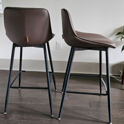 Modern Brown Bar Stools (Set of 2) – Like New