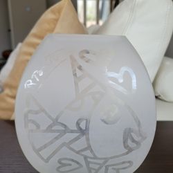 Britto Vintage Frosted Glass Fish Vase
