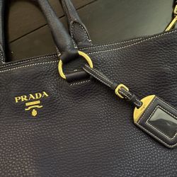 PRADA MILANO Logo 2Way Shoulder Hand Bag Leather Purple Petunia Italy