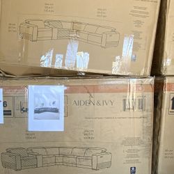 Karson Leather Power Reclining Sectional