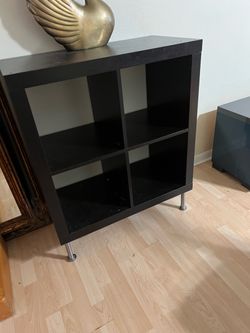 Black 4-Cube Storage Shelf with Metal Legs