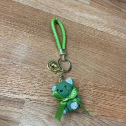 Green Teddy Bear Keychain 