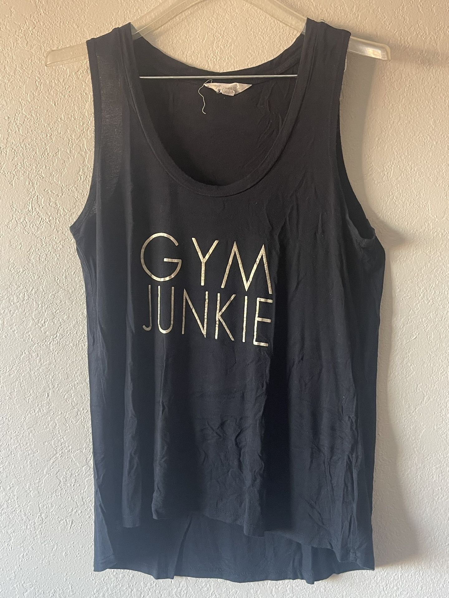 Z By Zobha, Women’s Black Muscle Shirt Gym Junkie Round Neck Size S Runs Big