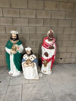 Vintage Christmas Nativity Blow Mold 3 Wise Men Kings Set Yard Decor