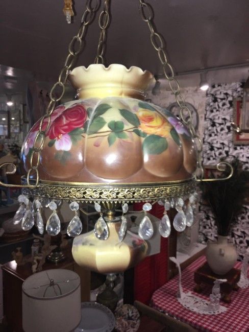 Antique Floral Gone With The Wind Chandelier Lamp