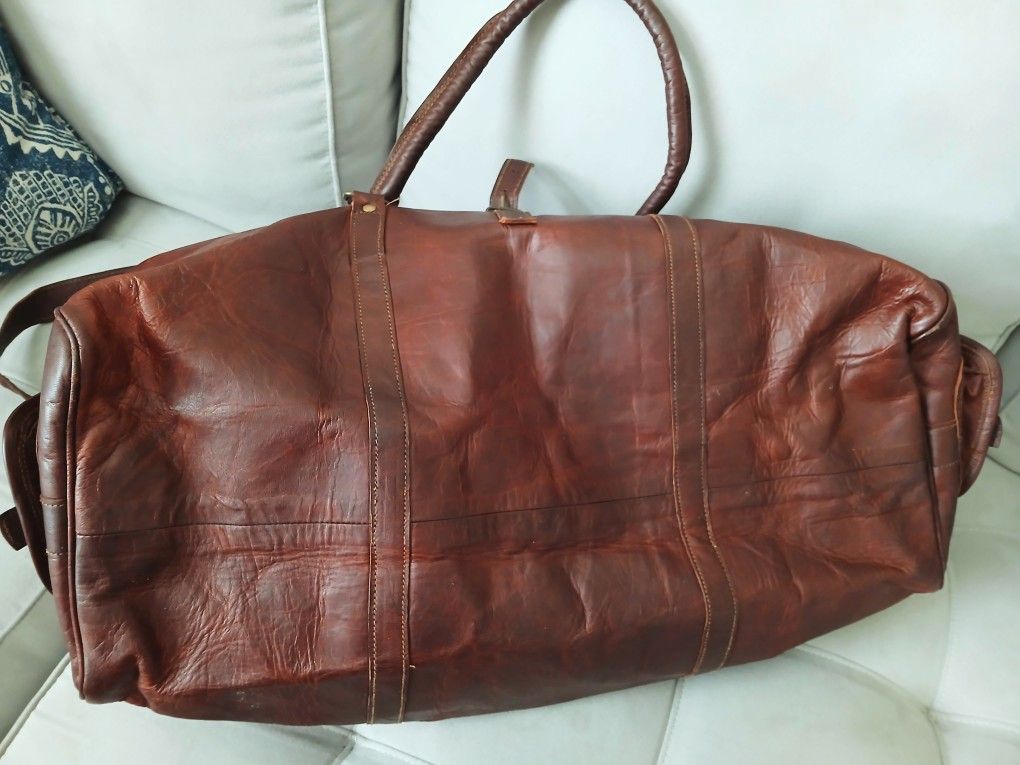 Vintage Thick Leather Duffel Bag