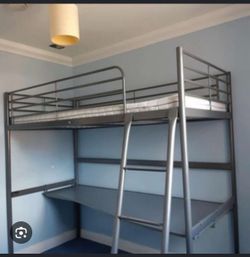 IKEA SVARTA metal twin Loft Bed frame with Desk