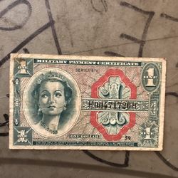 Series 611 Old $1 Military Certificate 