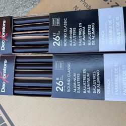 Decorators 26" Round Classic Aluminum Balusters 10-Pack (2 boxes)