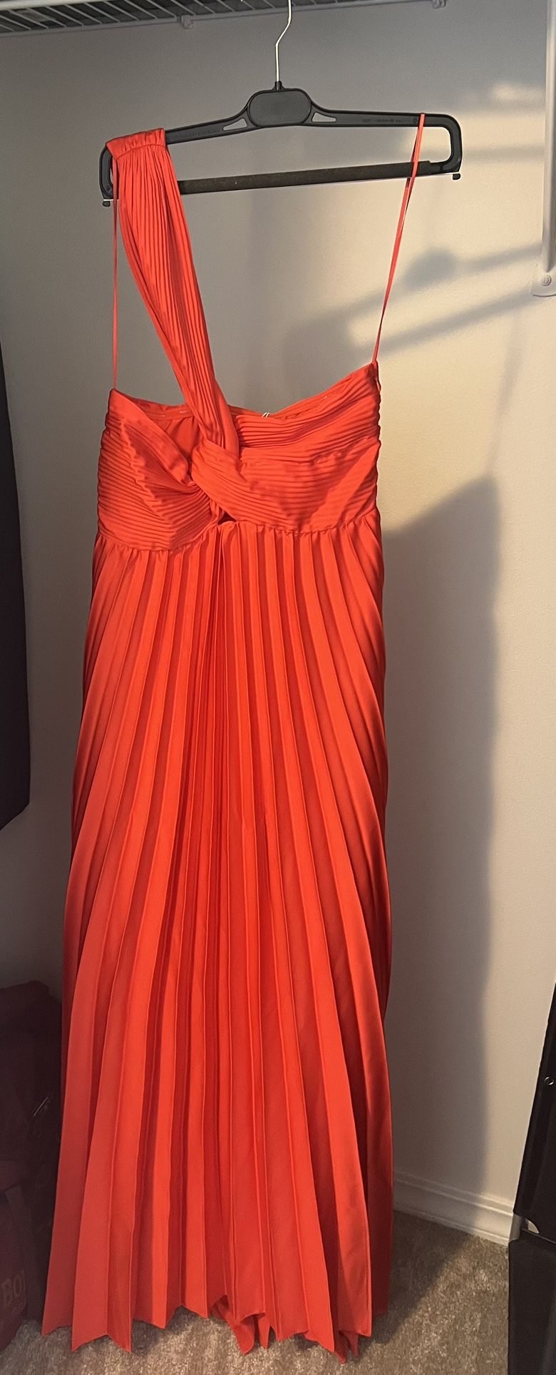 Mango Pleated Maxi Dress – Red-Orange/Coral -S– New With Tags