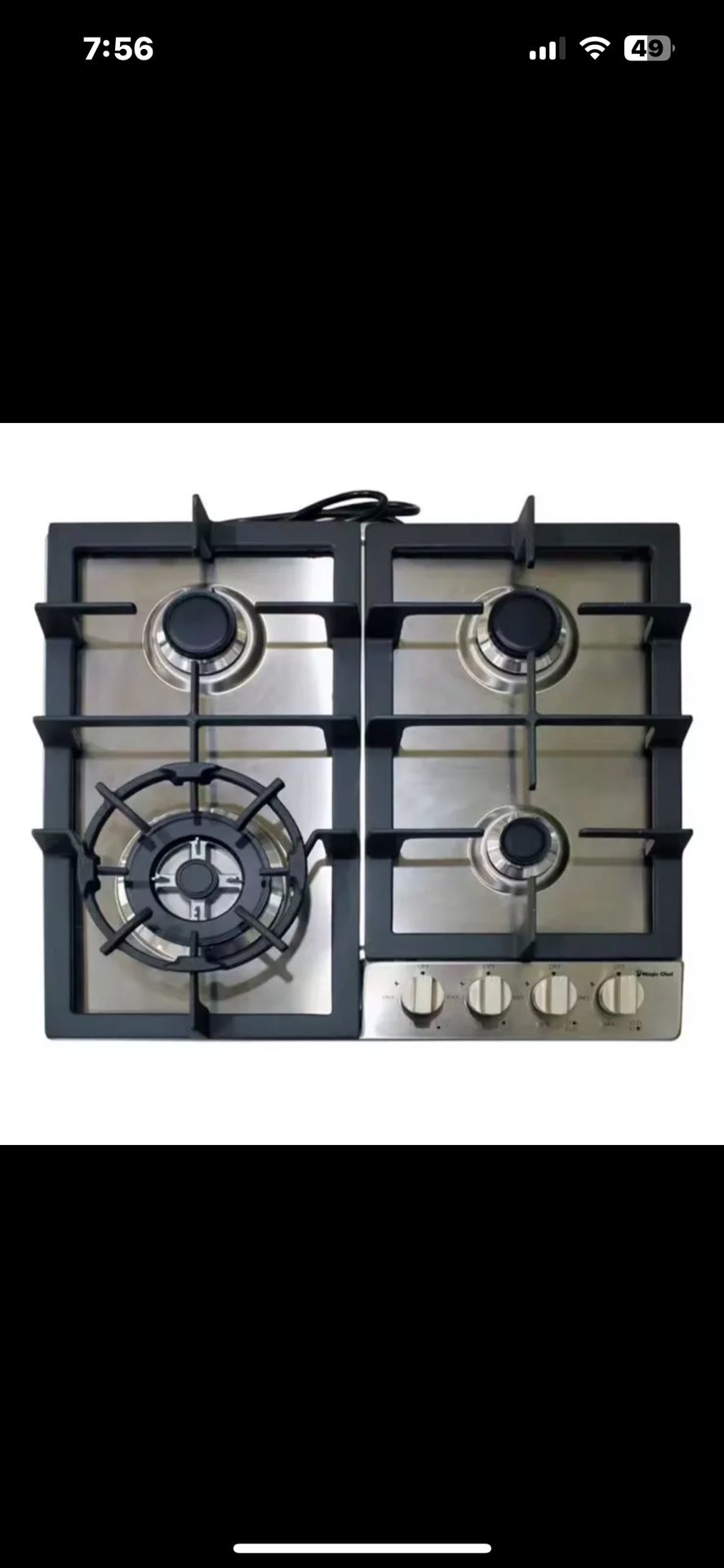 Magic Chef MCSCTG24S 24" Built In Gas Cooktop New Open Box